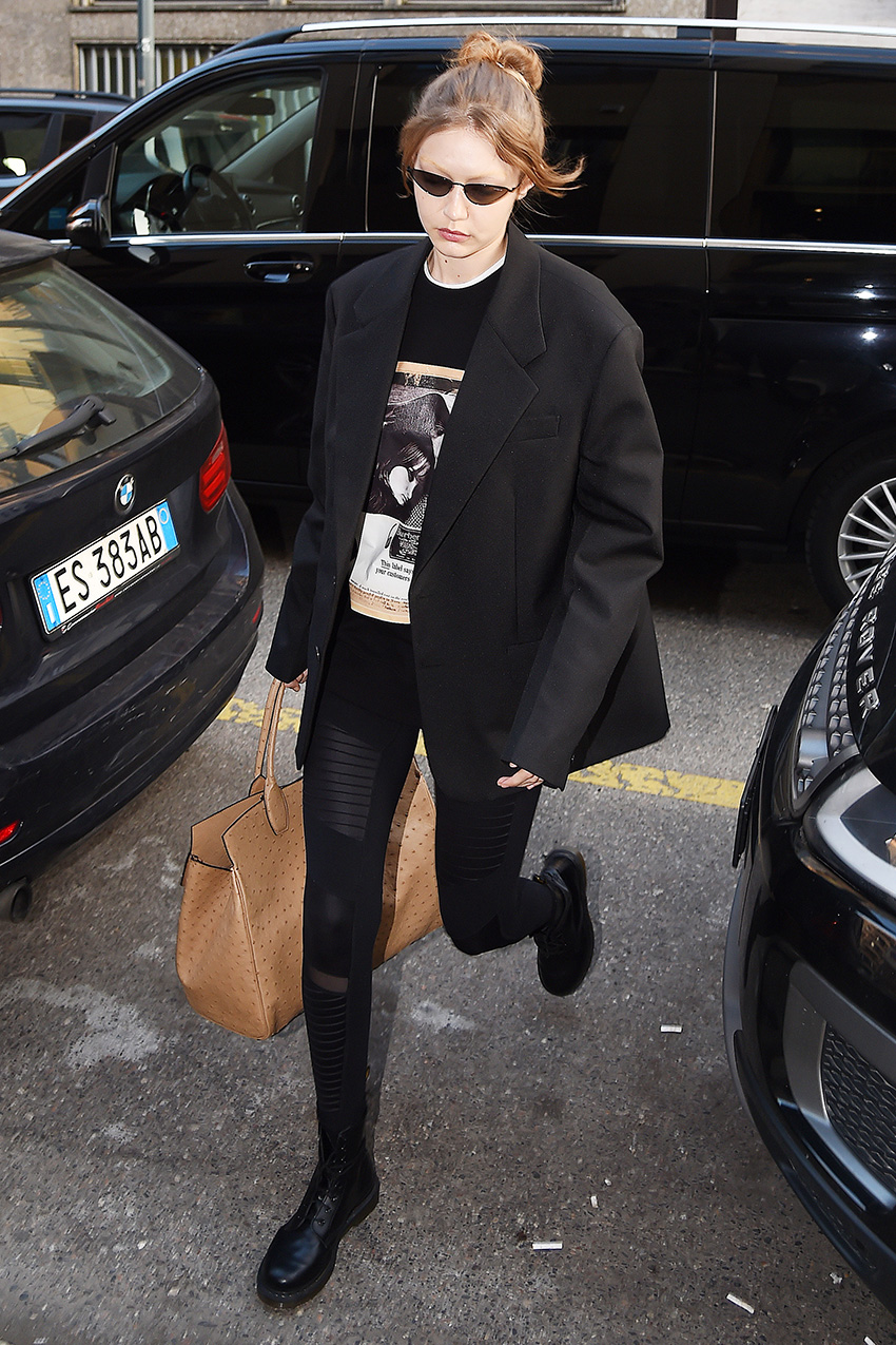 Desnudarse Intolerable Oblongo The Cool New Way Gigi Hadid Wore Leggings to the Airport | Who What Wear