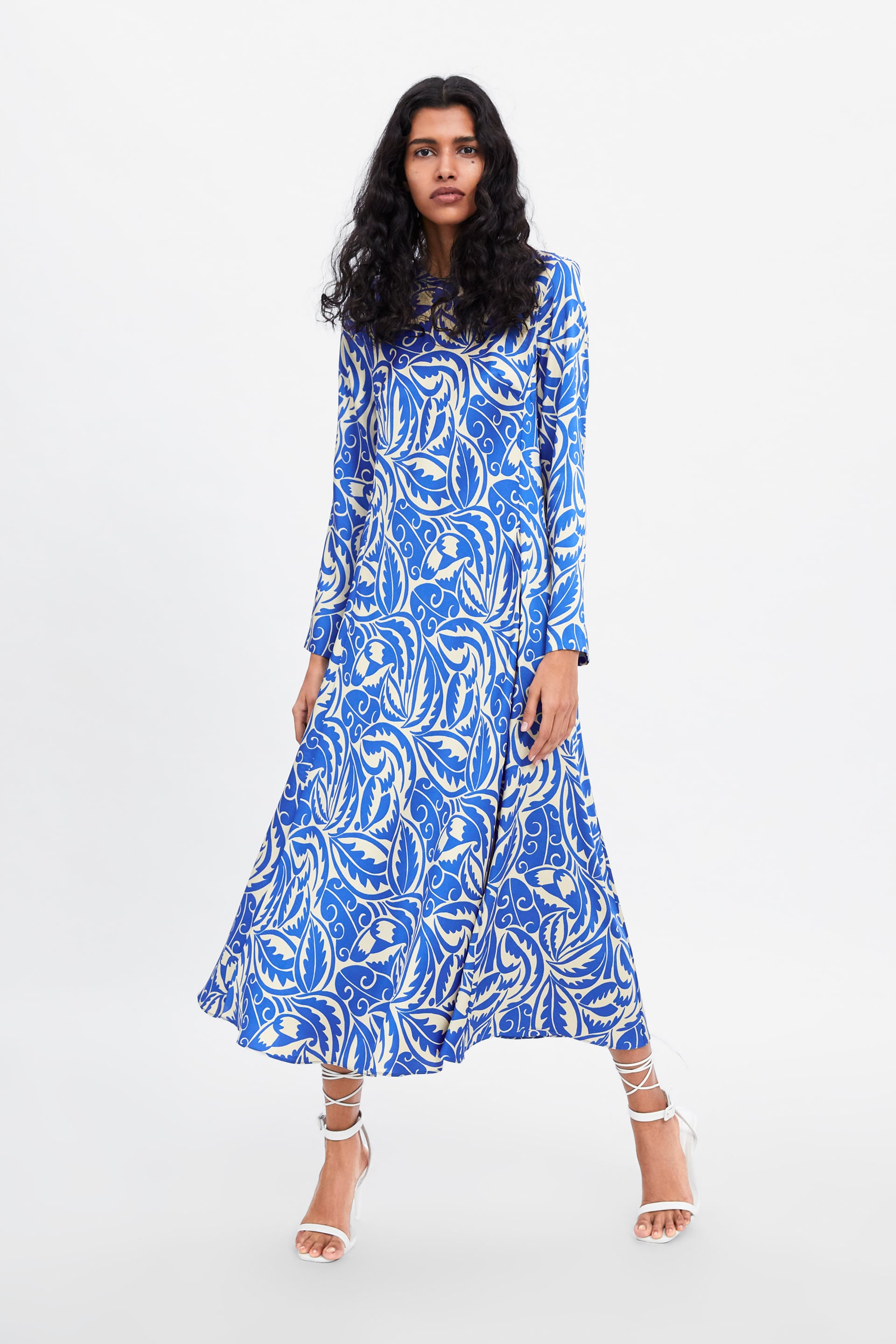 blue print dress zara