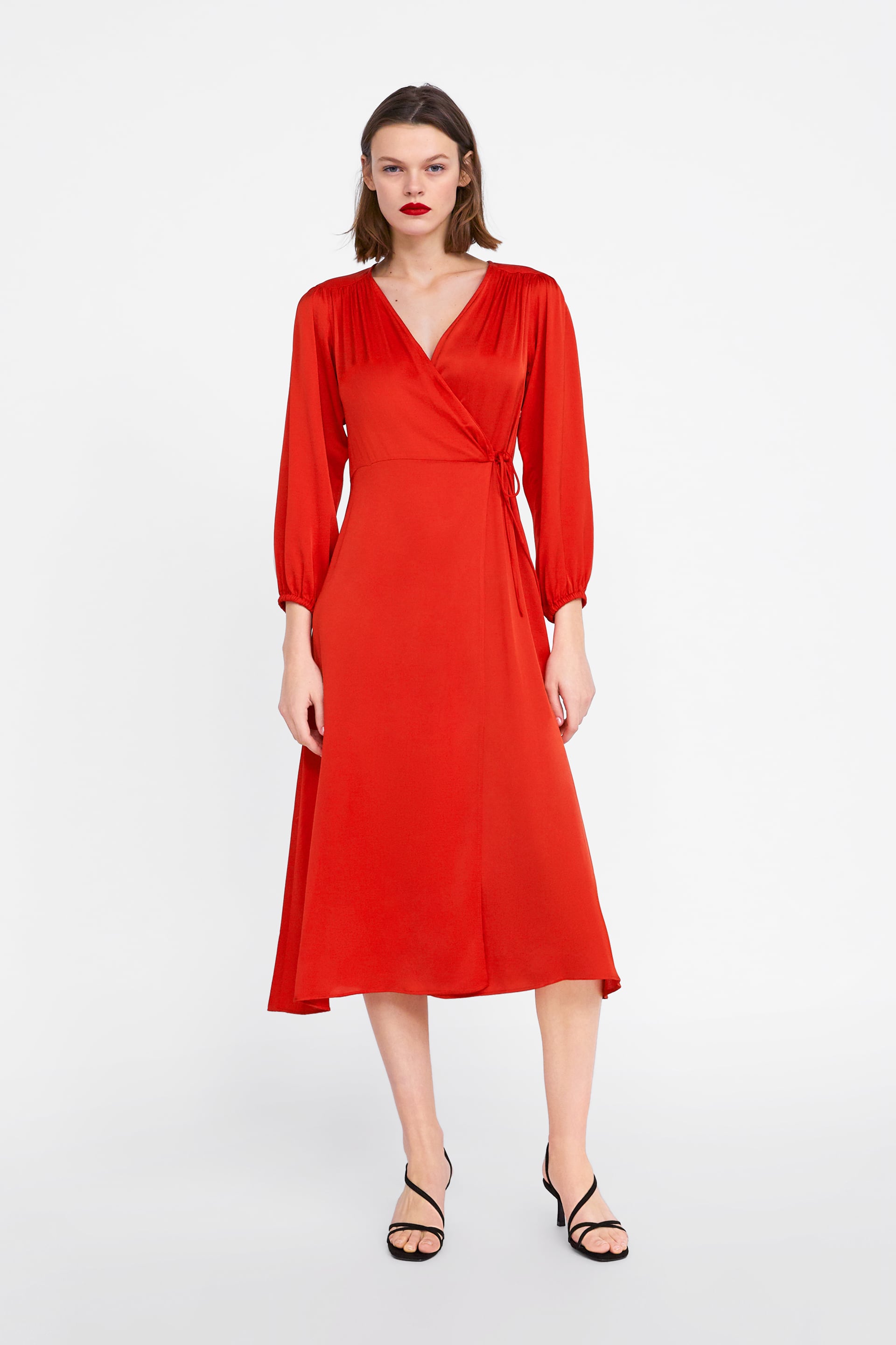 Zara Red Wrap Dress Outlet Sale, UP TO ...