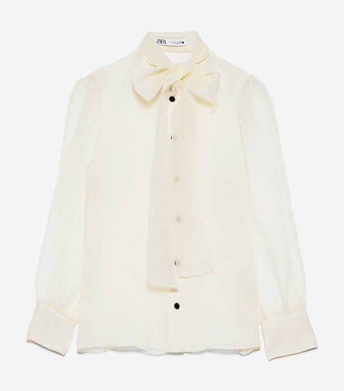 zara white organza blouse