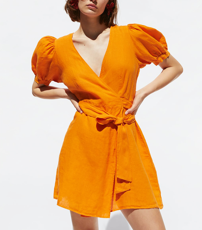 Zara Linen Wrap Dress