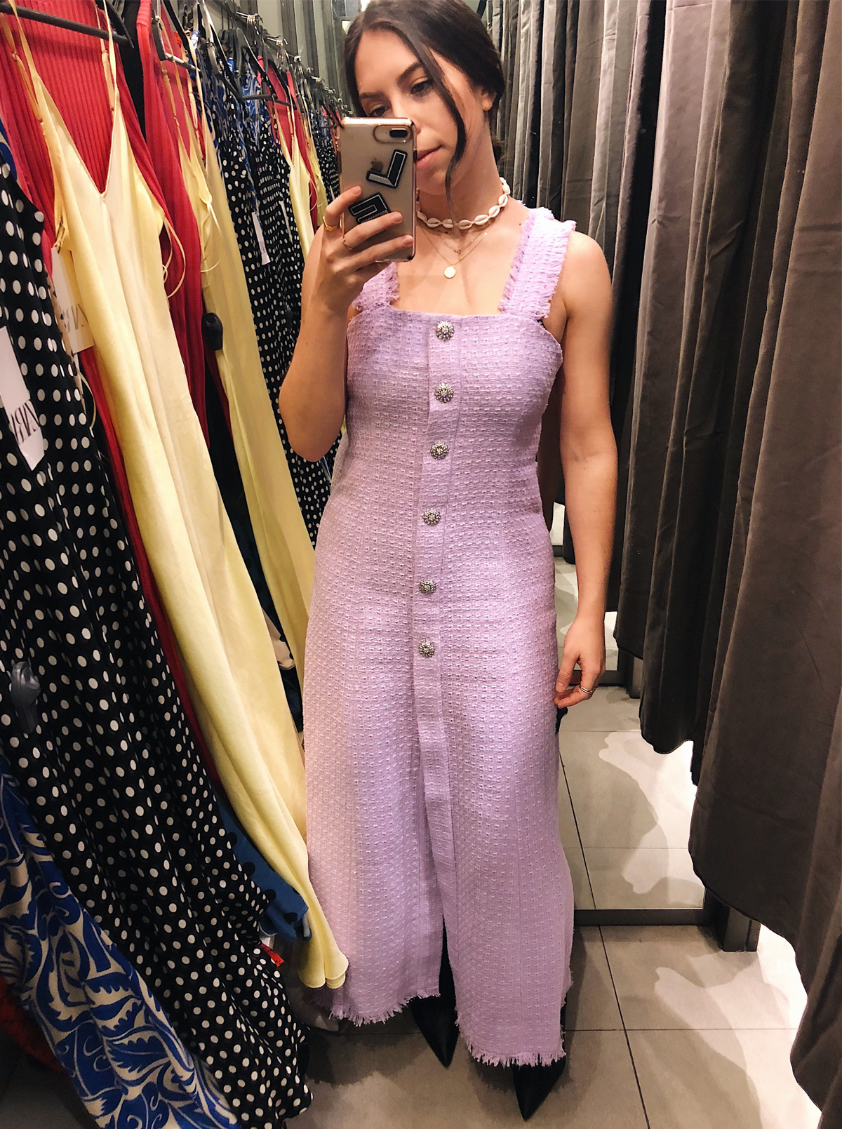 zara lilac tweed dress