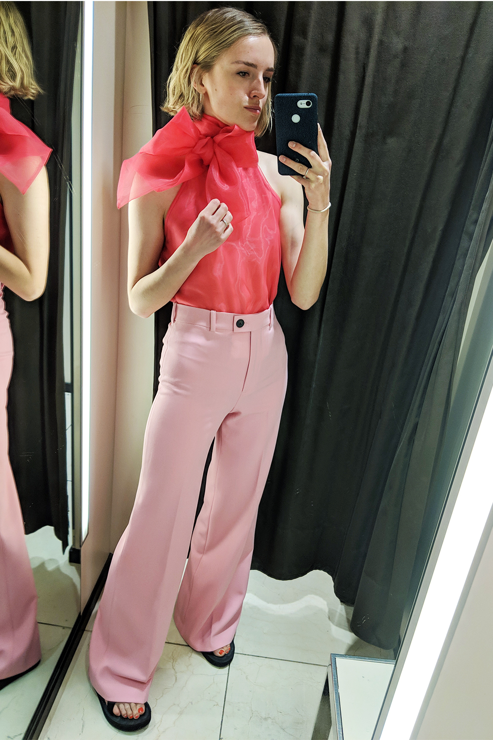 hot pink trousers zara