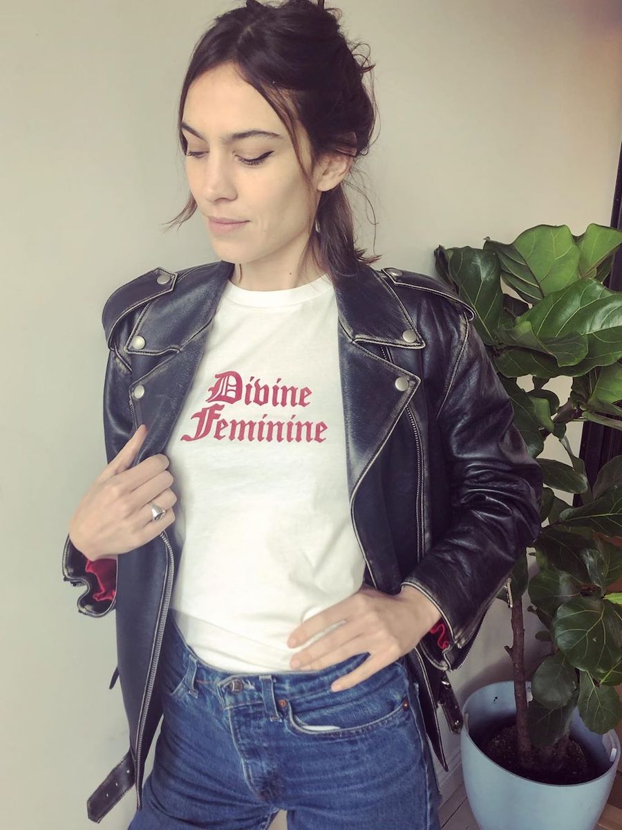 Alexa Chung Eyeko Eyeliner: Alexa wearing jeans and leather jacket