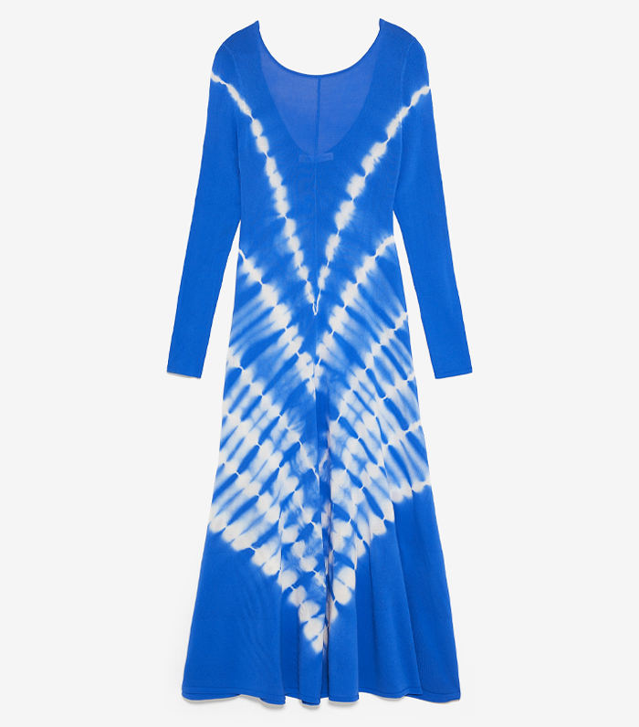 blue and white zara dress