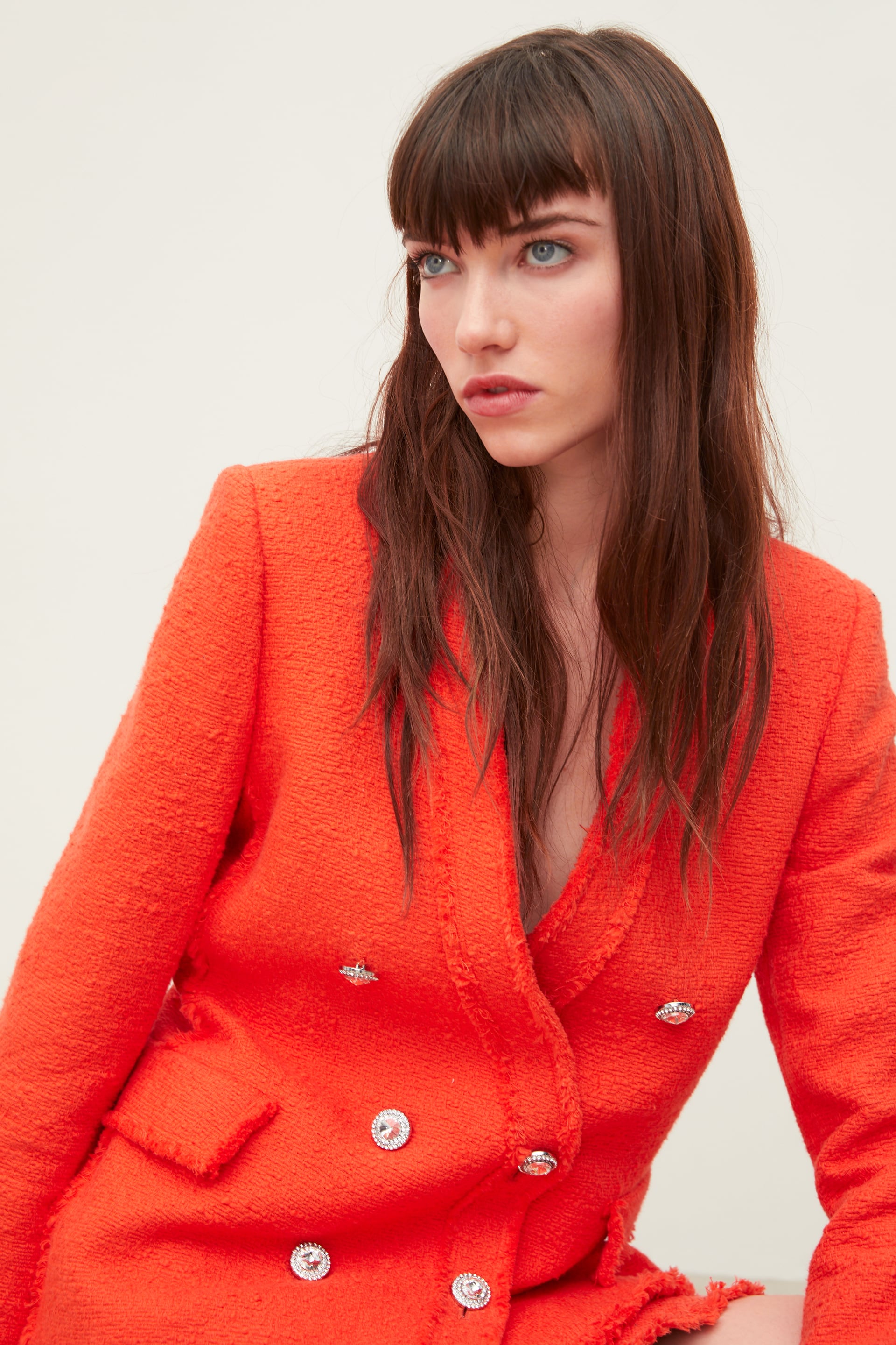 zara orange tweed jacket