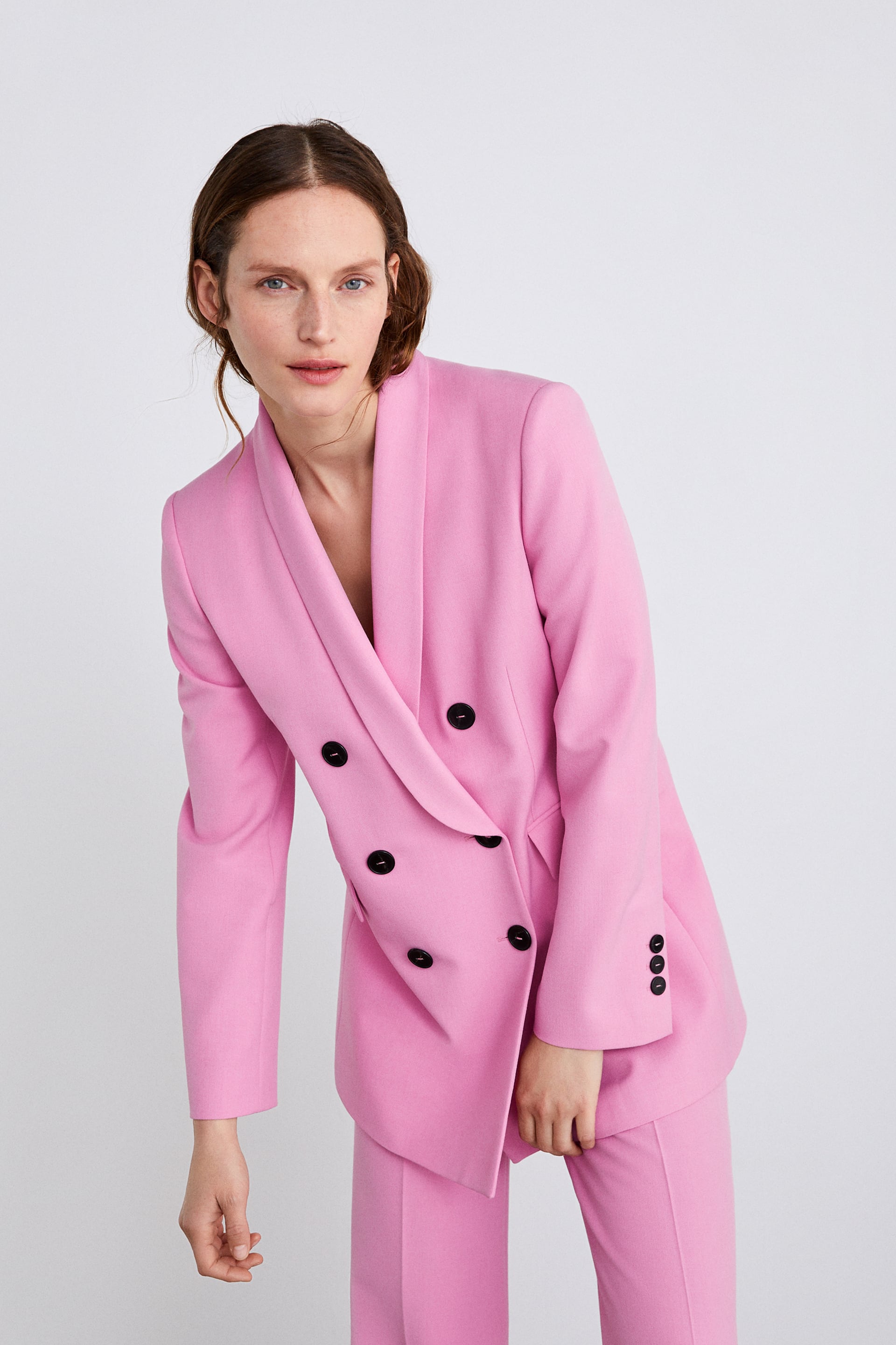 zara pink suit womens