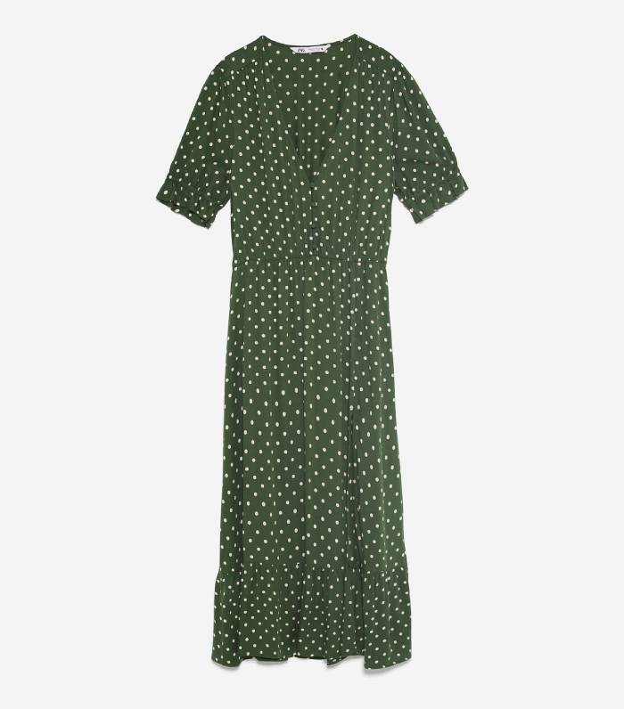 green spotty dress zara