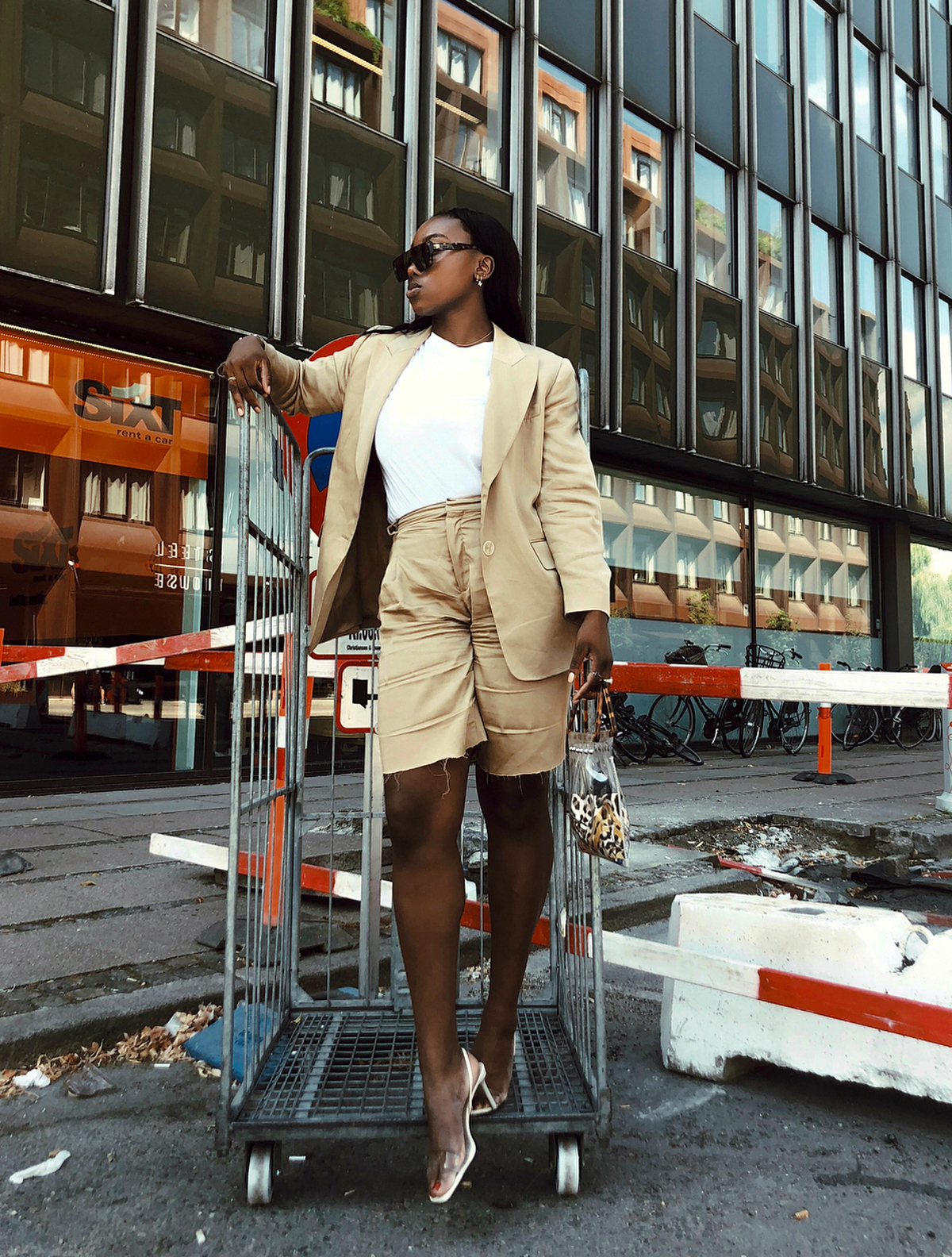 Best High-Street Short Suits: Nnenna Echem wears a beige short suit