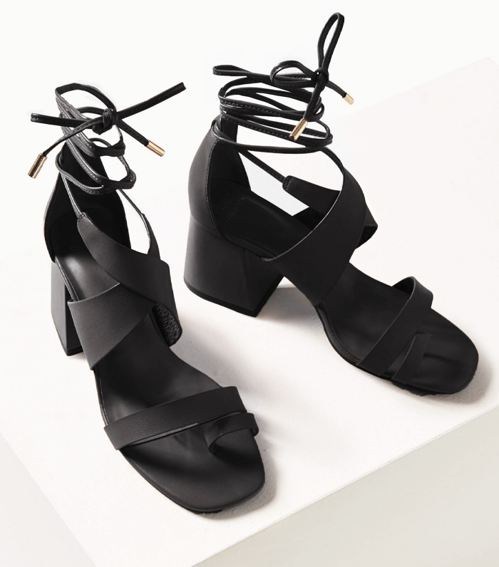 m&s black wedge shoes