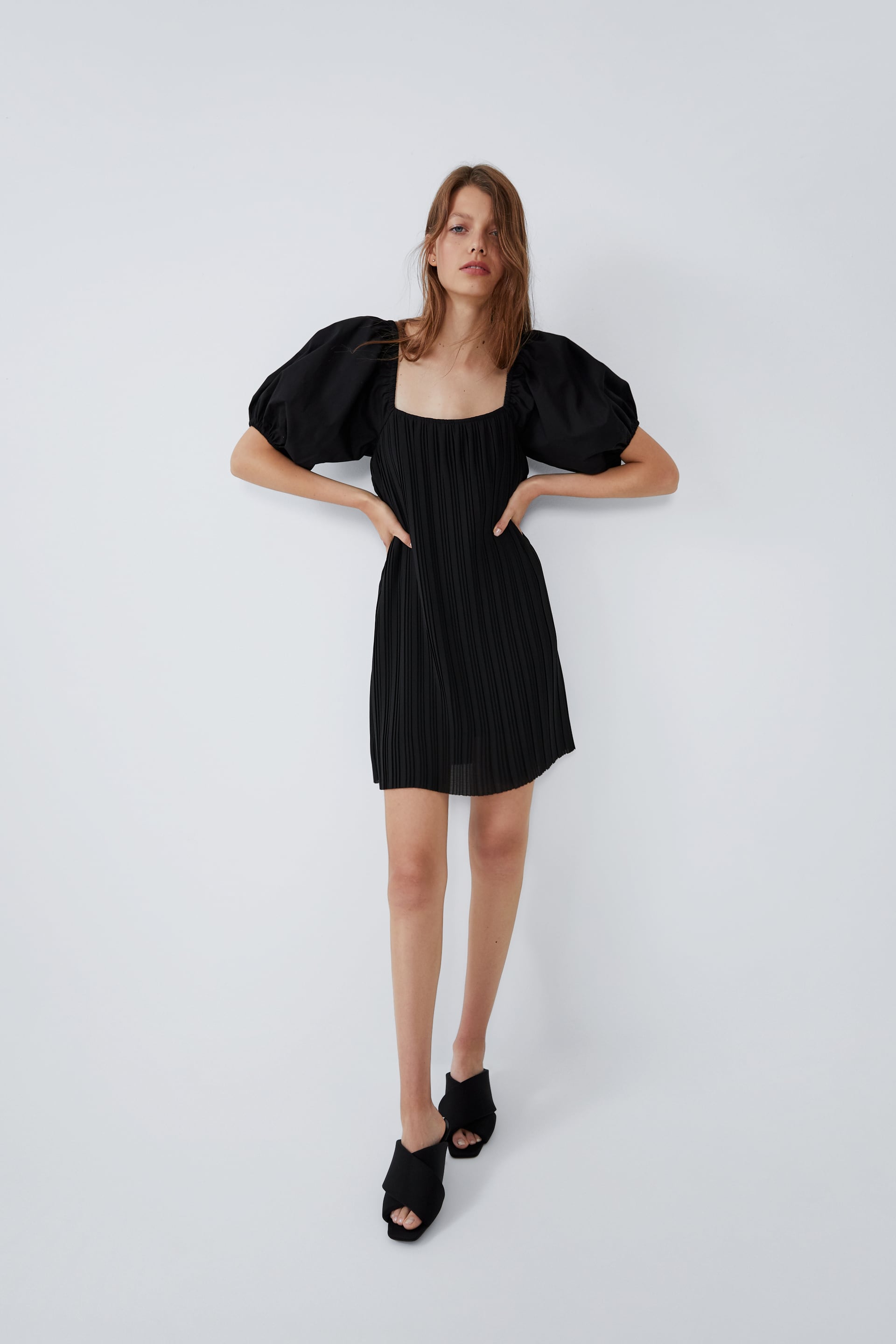Buy > zara black poplin dress > in stock
