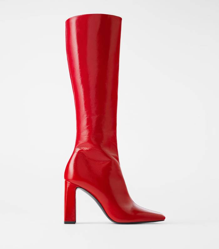 zara red leather boots