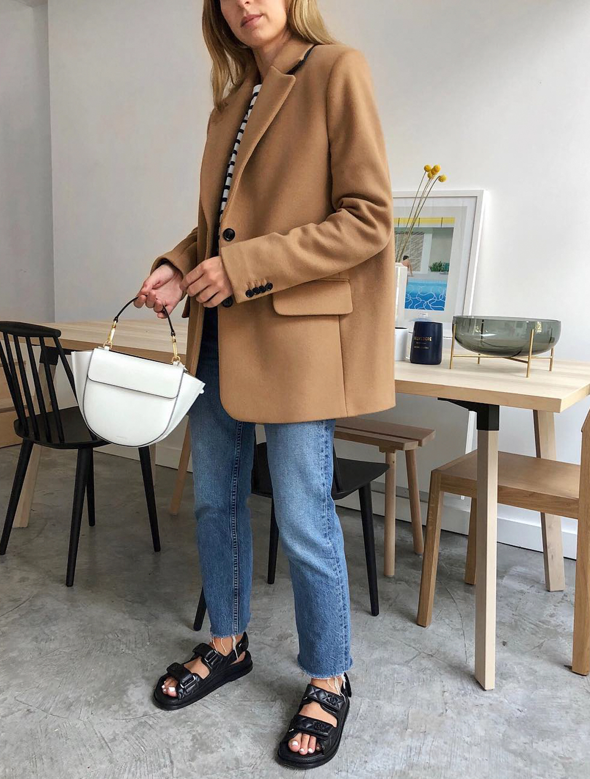 & Other Stories Wool Blazer: Brittany Bathgate wears the blazer with a pair of jeans and chunky leather sandals