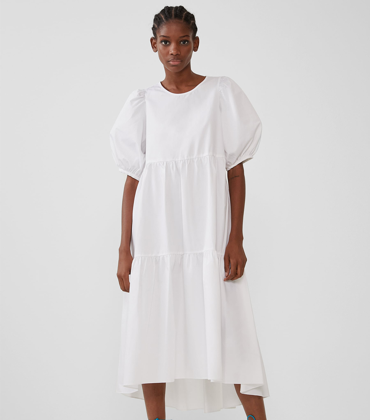 zara white flowy dress