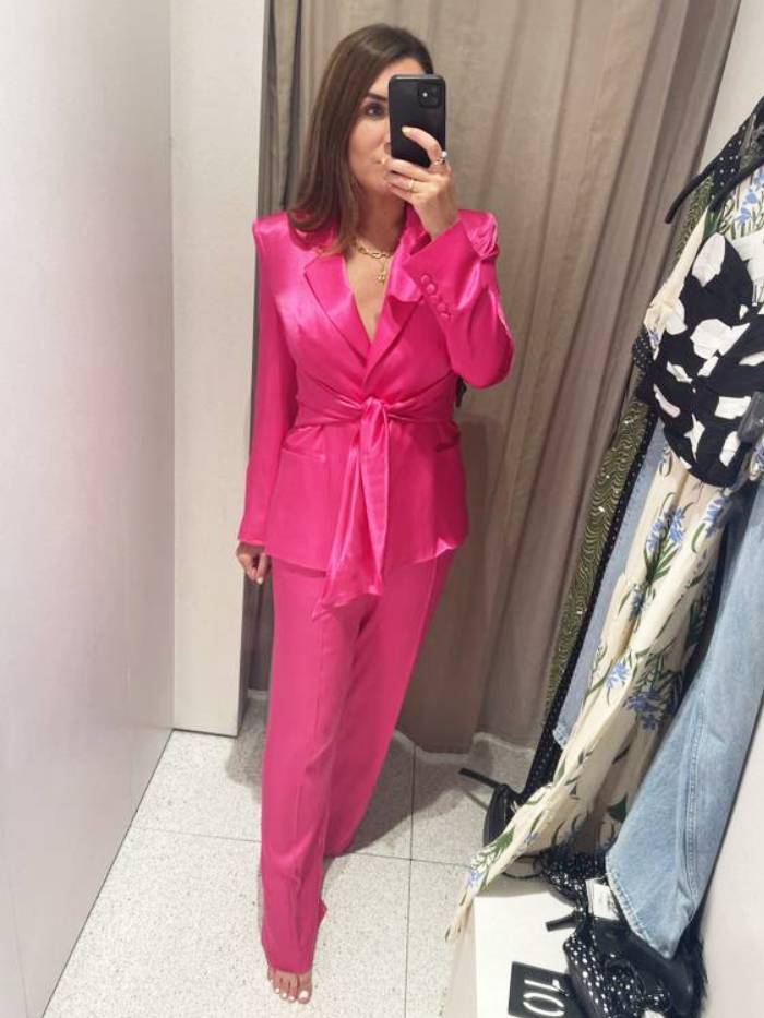 Zara pink blazer and trousers