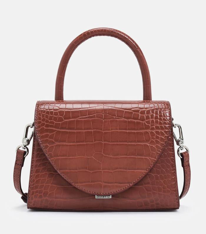 Charles & Keith Croc-Effect Structured Top Handle Bag