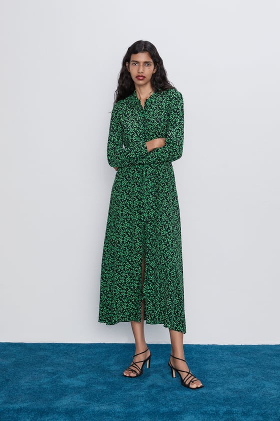 zara green dress 2019