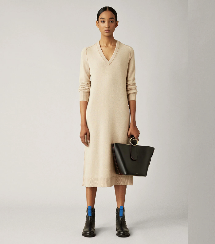 The Beige Knitted Dress Trend Makes Everyone Look Rich | Who What Wear