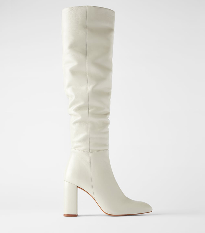 cream high knee boots