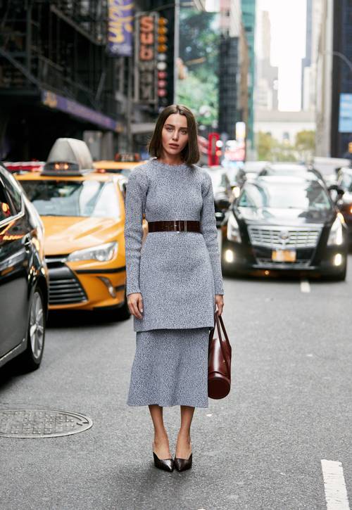 Long sleeves wool sweater for women Matching sets outfit for women Skirts for women A line Skirts sets for women Knitted suit women