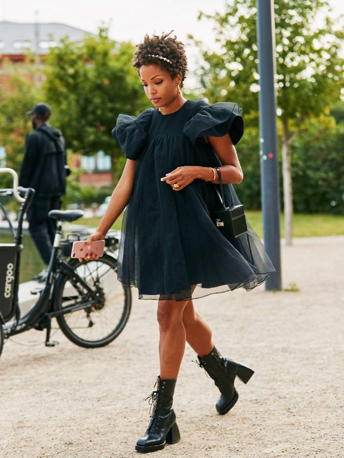 mini dress with ankle boots