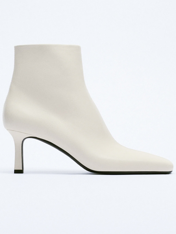 Zara MID-HEEL Leather Ankle Boots