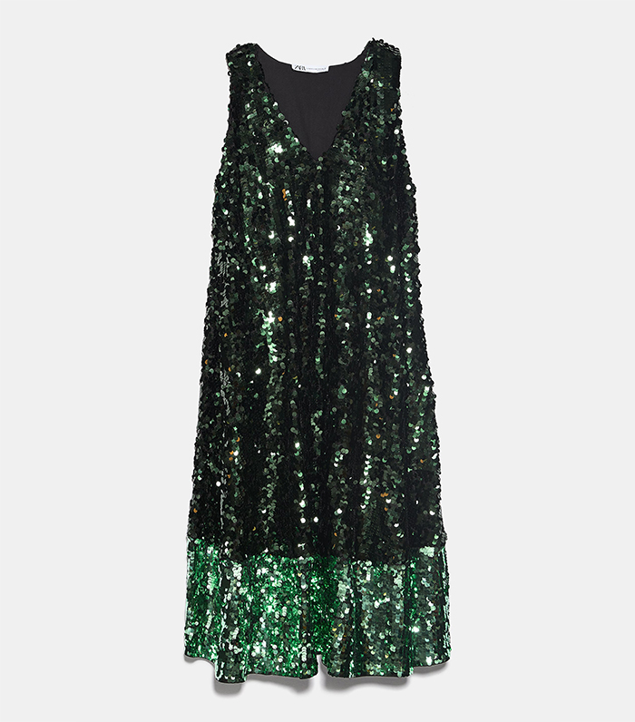 zara green sparkly dress