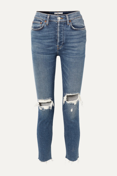 RE/DONE Originals High-Rise Ankle Crop distressed skinny jeans