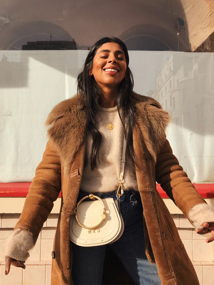 Best Personalised Gifts 2019: Monikh wears an initialed Chloé bag
