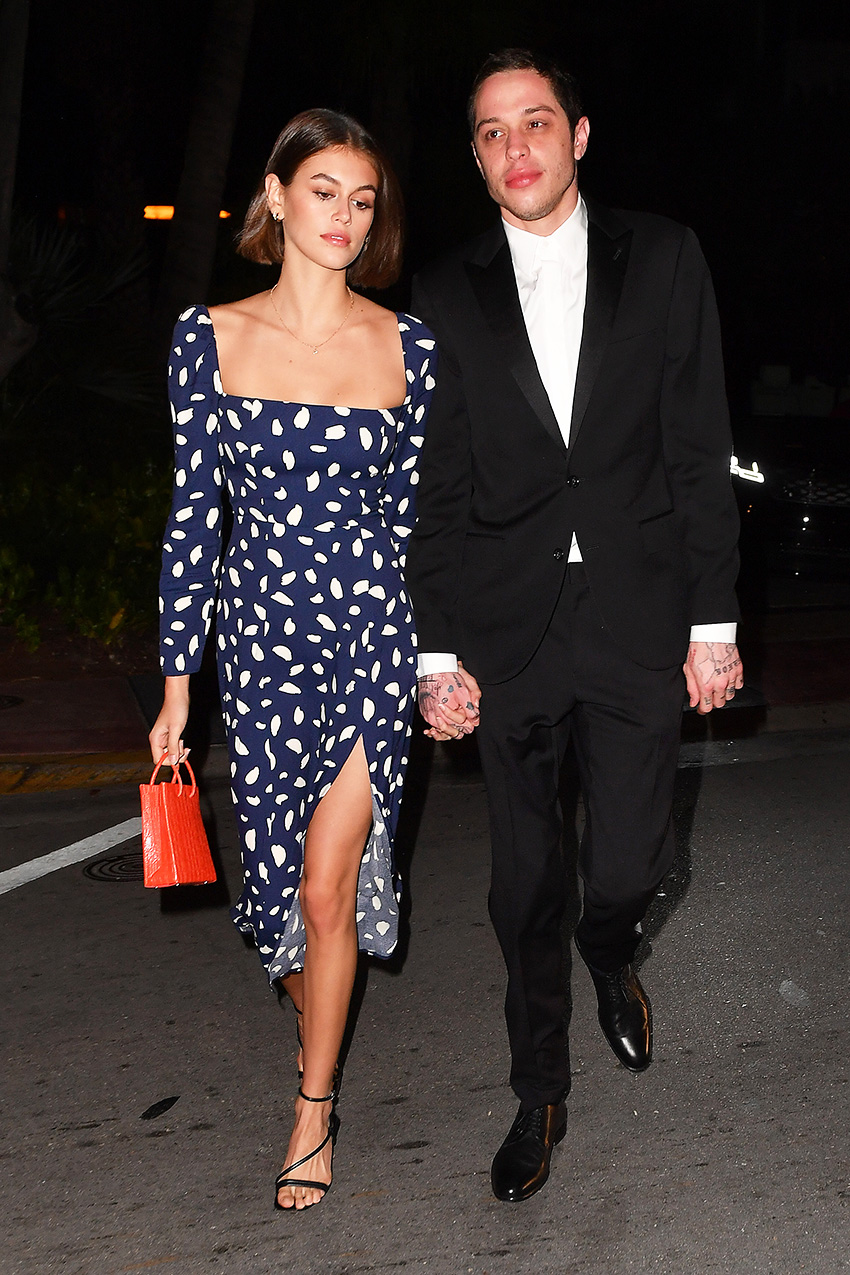 Kaia Gerber and Pete Davidson wedding guest style