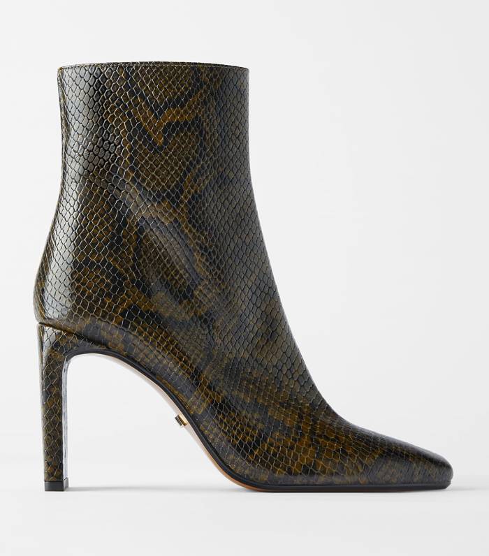 leather animal print ankle boots zara