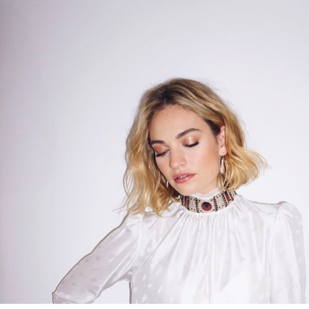 Blonde Bob Hairstyles to inspire: @benskervin's picture of lily james wearing a blonde bob