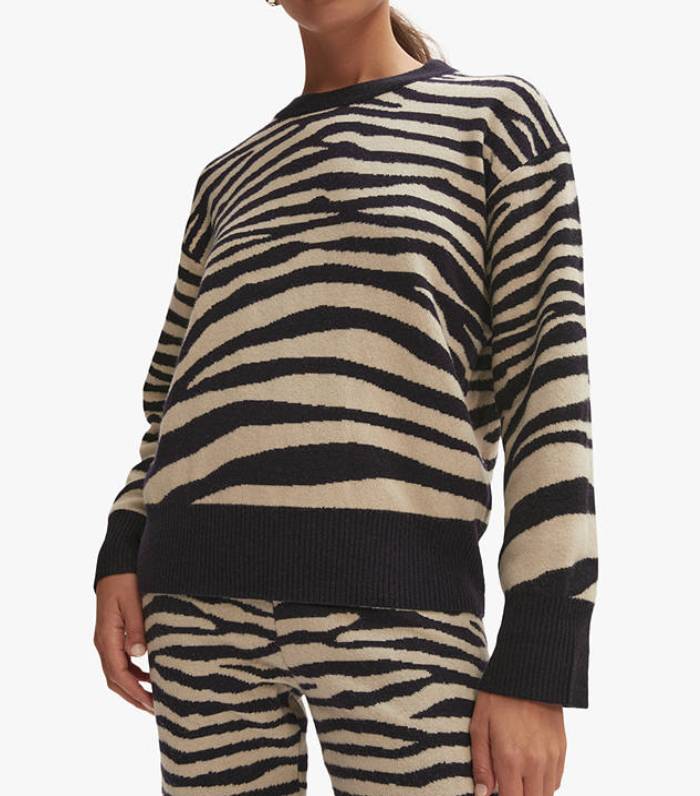 Jigsaw Zebra Stripe Wool and Cashmere Blend Jumper