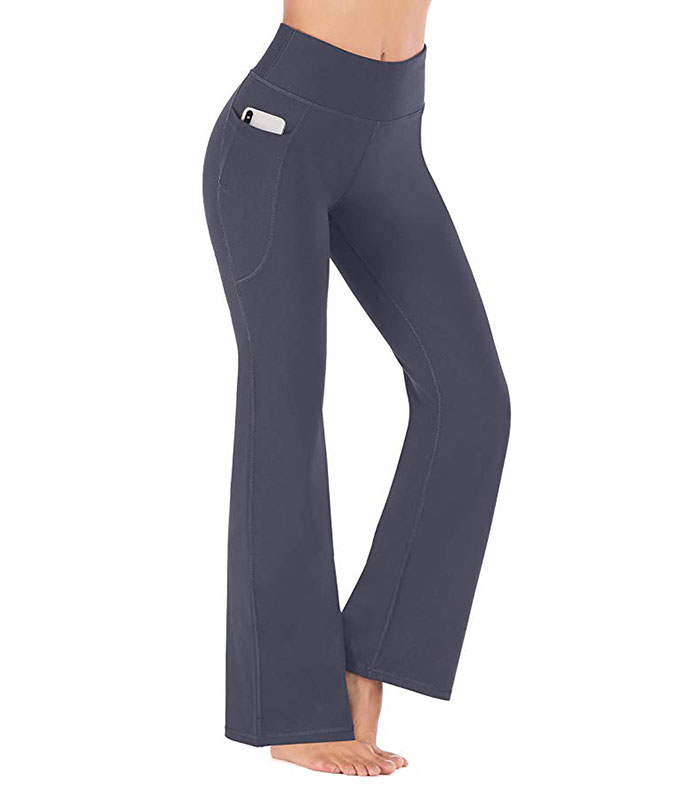TOPFF Women's Bootleg Yoga Pants Crossover High Waisted Wide Leg Workout Flare Pants Bootcut Work Pants Dress Pants
