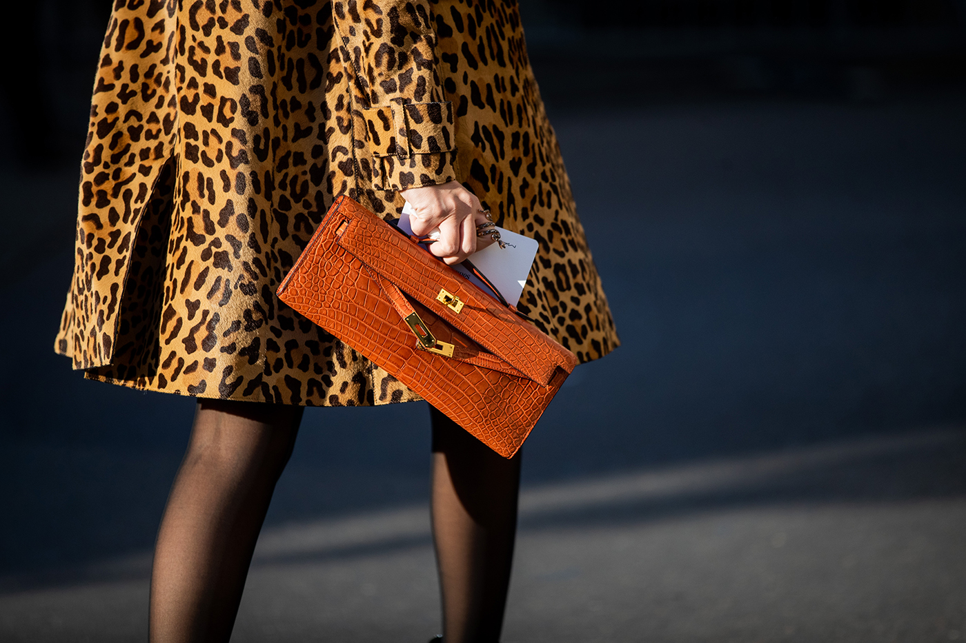 Hermes bag fashion leopard coat