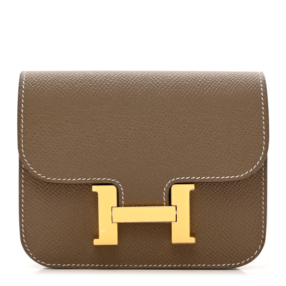 Hermes Constance Slim Wallet Belt Bag Sapphire Lizard Gold Hardware