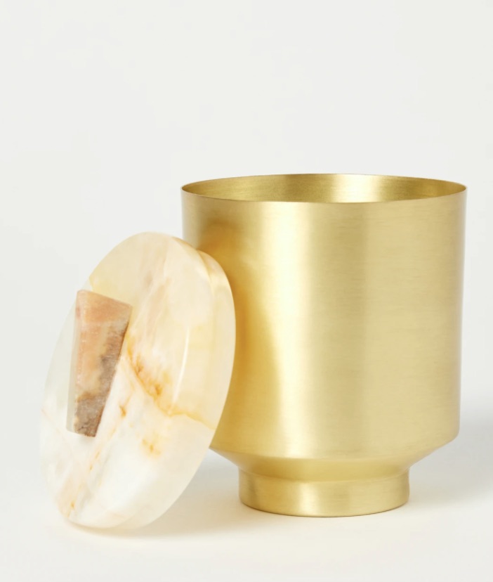 Tique Stone Lavendar Sage Onyx Brass Candle