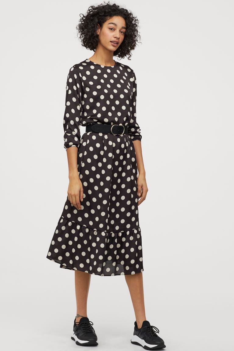 h&m black and white polka dot dress