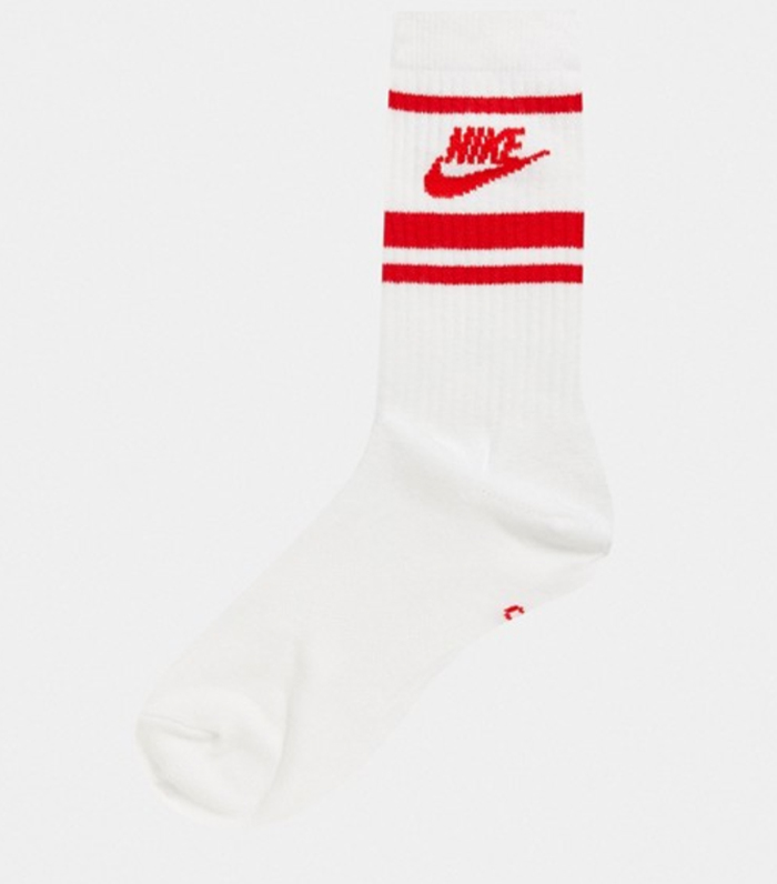 white nike socks red swoosh