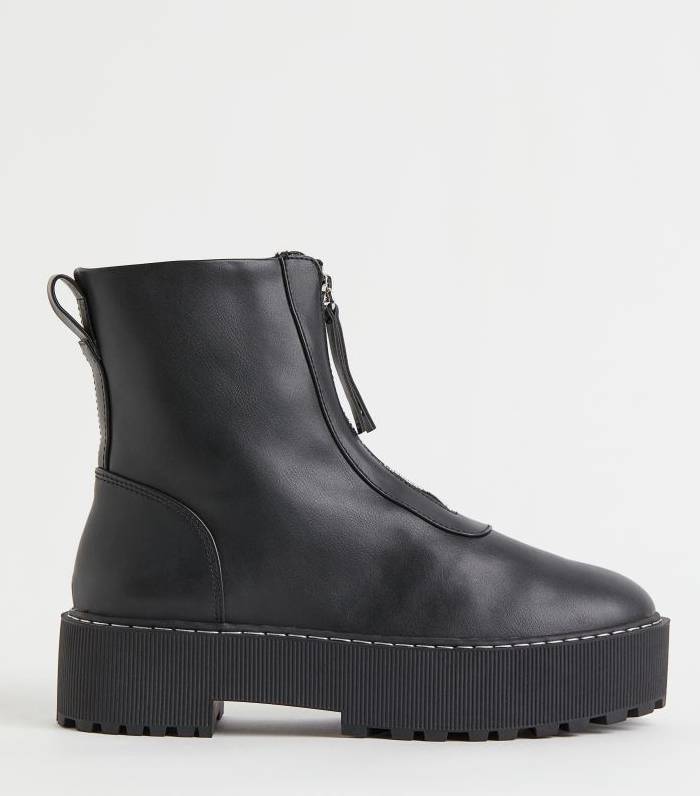 H&M Chunky Zip-Front Boots