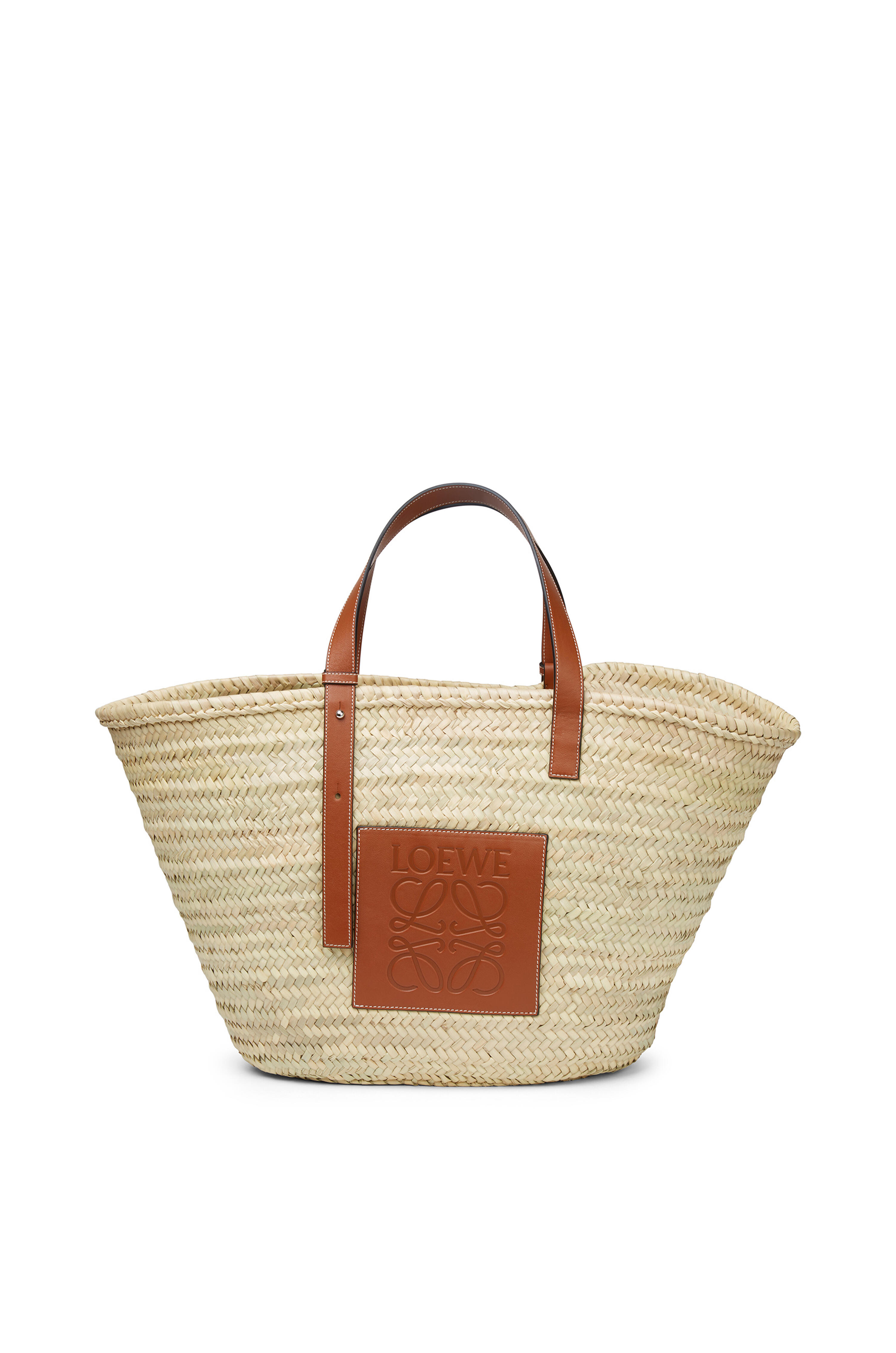Small Leather Trimmed Basket Tote in White  Loewe  Mytheresa