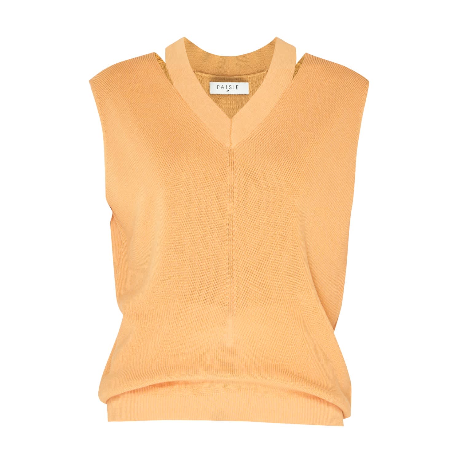 Paisie V-Neck Sleeveless Top With Cut Out Neck in Orange