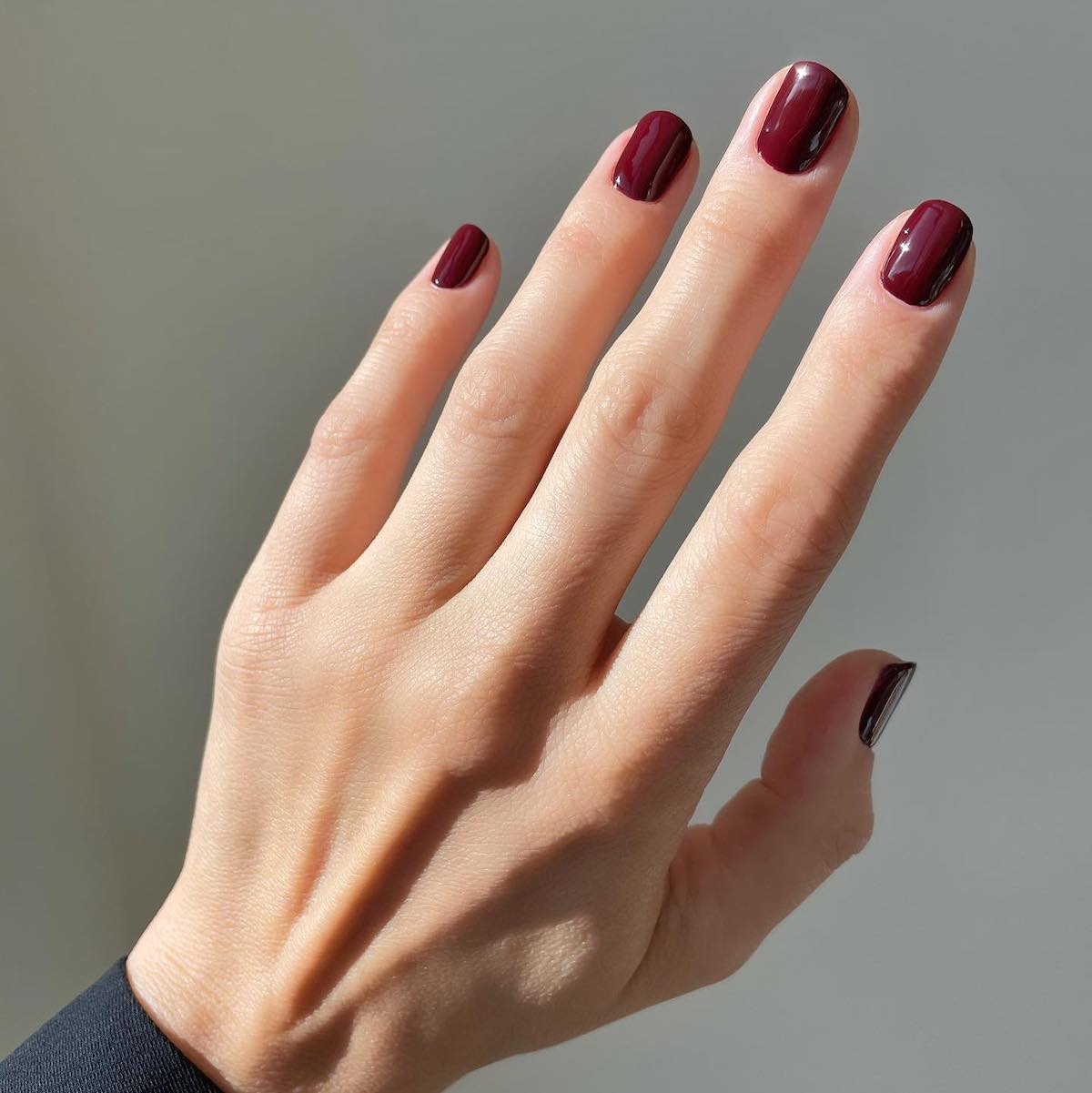 Burgundy red nail polish