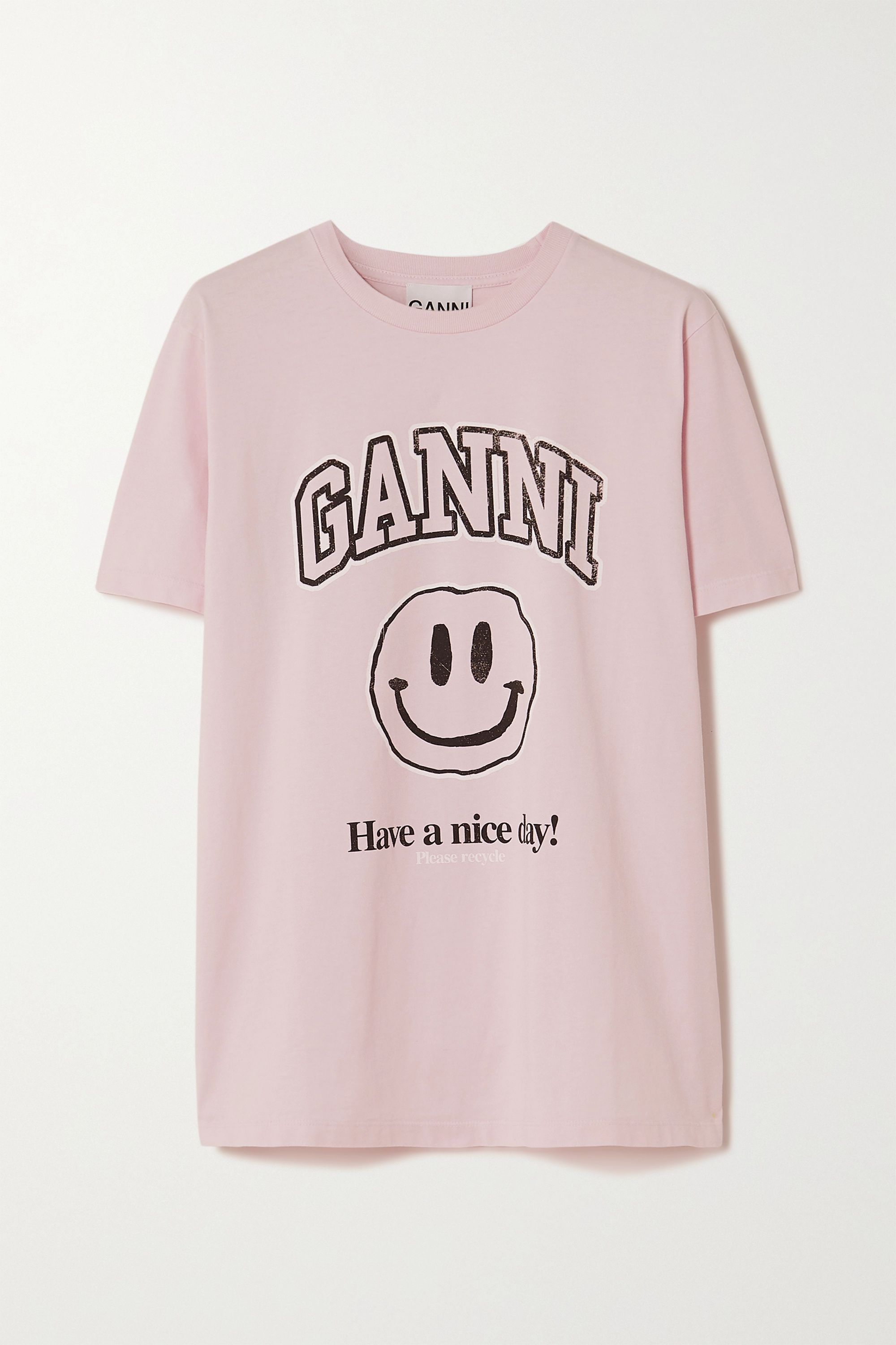 Ganni Printed Organic Cotton-Jersey T-Shirt
