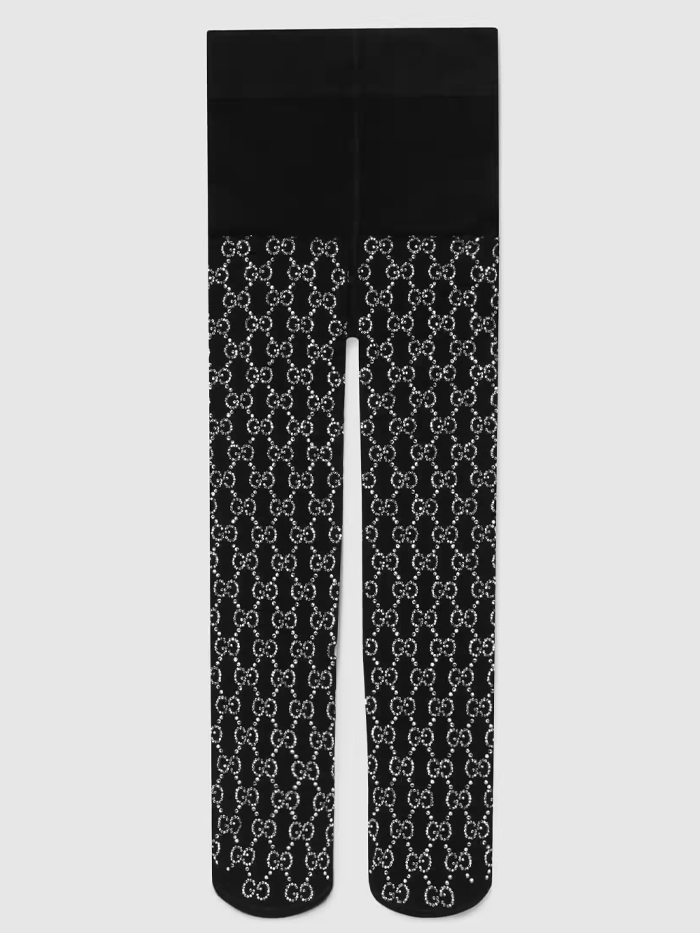Gucci GG Embroidered Crystal Nylon Tights