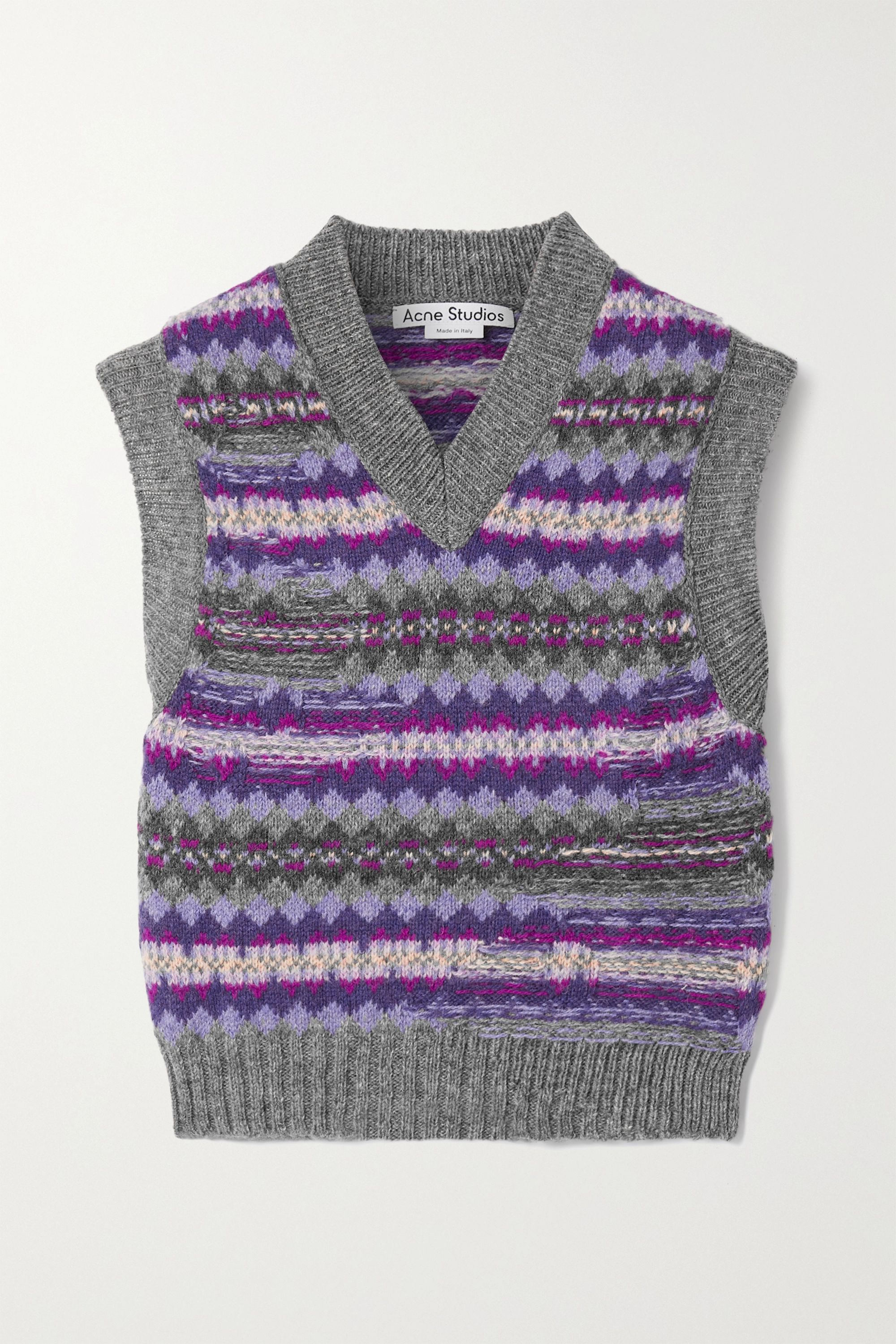Acne Studios Cropped Intarsia Wool Sweater