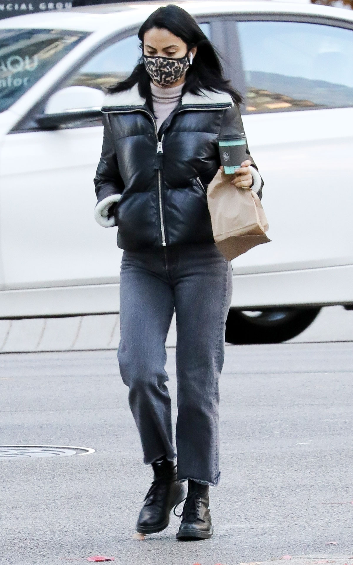 Camila Mendes Wearing a Black Puffer Jacket by Levi's available on Amazon