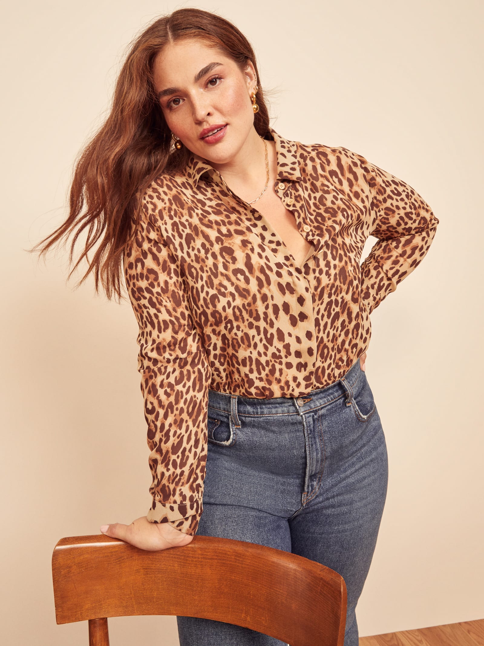 fashionable animal print blouse