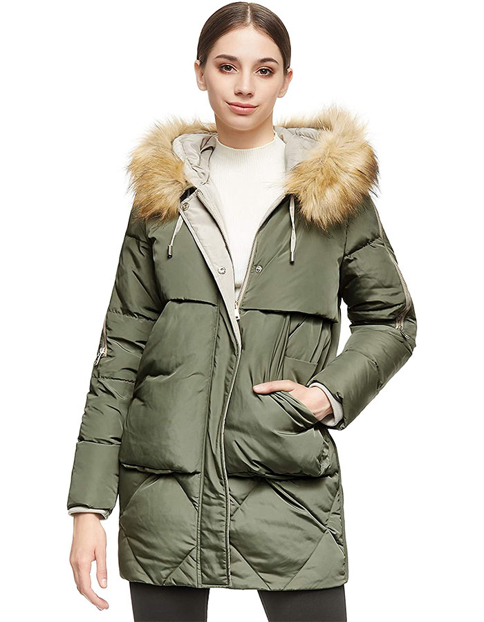 TOTAMALA Outerwear Women Winter Mid-Length Zipper Warm Coat Removable Fur Hood Cotton Thicken Parka Jacket 