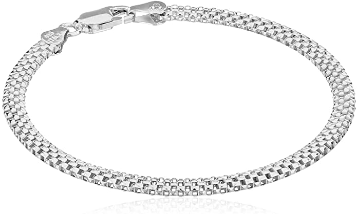 Amazon Essentials Plated Sterling Silver Mesh Chain Bracelet